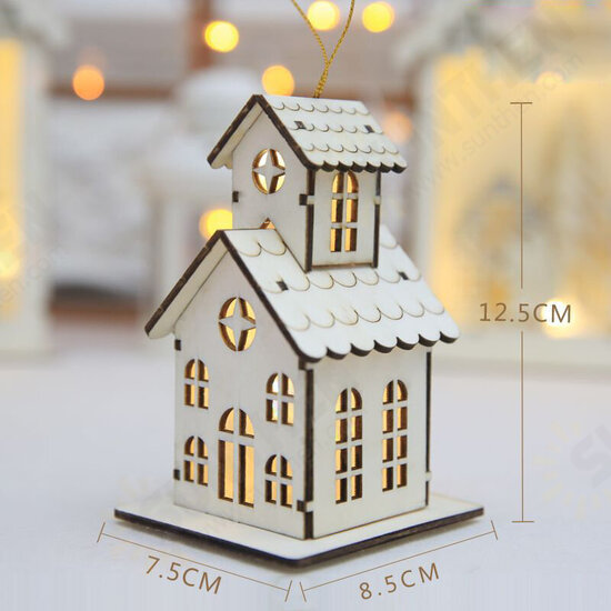 Christmas 2017 LED Night Light Wooden Luminous Cabin Lamp Christmas Tree Ornaments Gifts