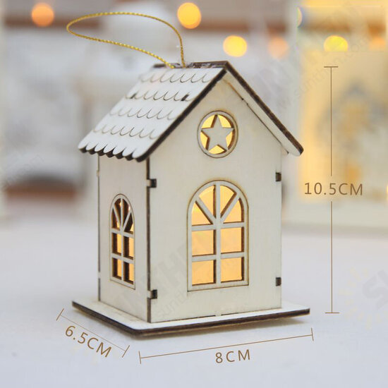 Christmas 2017 LED Night Light Wooden Luminous Cabin Lamp Christmas Tree Ornaments Gifts