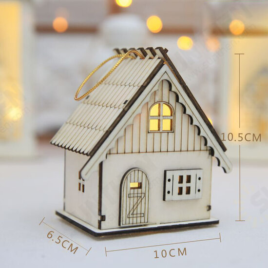 Christmas 2017 LED Night Light Wooden Luminous Cabin Lamp Christmas Tree Ornaments Gifts