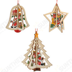 Christmas 3D Wooden Pendant Star Bell Tree Hang Ornaments Home Party Decorations Kids Gifts Christmas 3D Wooden Pendant Star Bell Tree Hang Ornaments Home Party Decorations Kids Gifts