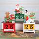 Christmas Advent Countdown Calendar Wooden Santa Claus Snowman Reindeer Pattern With Painted Blocks Holiday Home Decorations