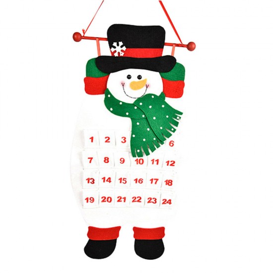 Christmas Countdown Calendar Snowman Deer Hanging Advent Calendar Decorations Home Decor