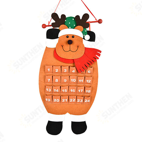 Christmas Countdown Calendar Snowman Deer Hanging Advent Calendar Decorations Home Decor