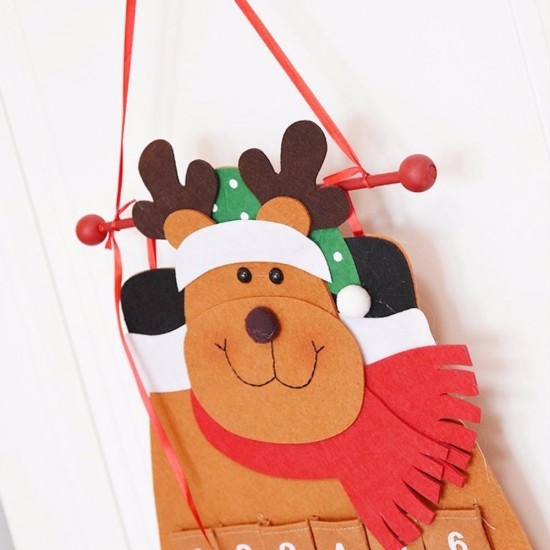 Christmas Countdown Calendar Snowman Deer Hanging Advent Calendar Decorations Home Decor
