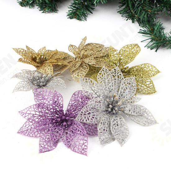 Christmas Decoration Flower Glitter Leaves Party Deocration