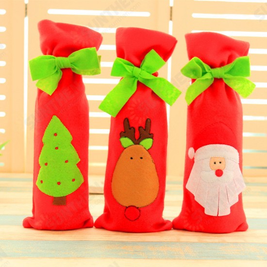 Christmas Decoration Red Santa Tree Elk Wine Bottle Cover Bags Dinner Party Gift