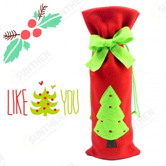 Christmas Decoration Red Santa Tree Elk Wine Bottle Cover Bags Dinner Party Gift