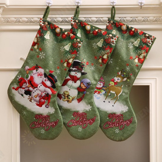 Christmas Socks Gift Bag Christmas Decorations Large Printed Christmas Socks Gifts Candy Socks Hanging Ornaments