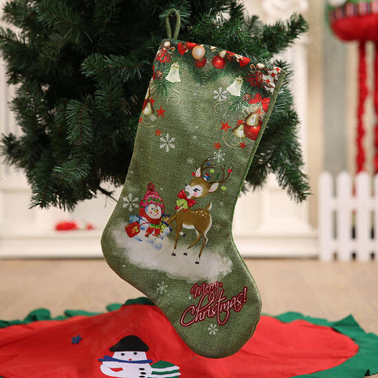 Christmas Socks Gift Bag Christmas Decorations Large Printed Christmas Socks Gifts Candy Socks Hanging Ornaments