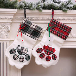 Christmas Socks Red Blue Plaid Dogs Paw Stockings Sacks Hanging New Year Kids Gifts Christmas Party Decorations Christmas Socks Red Blue Plaid Dogs Paw Stockings Sacks Hanging New Year Kids Gifts Christmas Party Decorations