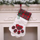 Christmas Socks Red Blue Plaid Dogs Paw Stockings Sacks Hanging New Year Kids Gifts Christmas Party Decorations