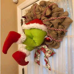 Christmas Thief Stole Christmas Burlap Wreath Christmas Decorations Santa Claus Christmas Thief Stole Christmas Burlap Wreath Christmas Decorations Santa Claus