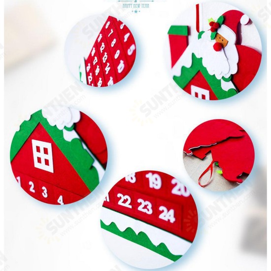 Christmas Tree Advent Calendar Felt Fabric Holiday Countdown Christmas Display Decor