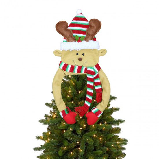 Christmas Tree Snowman Elk Deer Santa Topper Ornament Xmas Tree Party Decoration