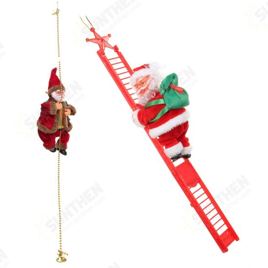 Electric Santa Claus Climbing Ladder Music Decor Christmas Tree Ornaments Gift