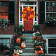 Halloween Artificial Pumpkin Wreath Autumn Color Harvest Maple Leaf LED Light String Door Garland Decor