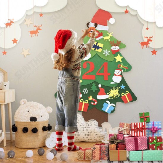 DIY Felt Christmas Tree for Kids Wall Christmas Decorations Christmas Countdown Advent Calendar 3.2FT 37pcs Ornaments Merry Christmas Decorations