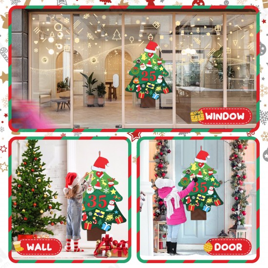 DIY Felt Christmas Tree for Kids Wall Christmas Decorations Christmas Countdown Advent Calendar 3.2FT 37pcs Ornaments Merry Christmas Decorations