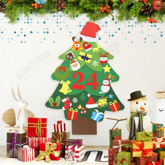 DIY Felt Christmas Tree for Kids Wall Christmas Decorations Christmas Countdown Advent Calendar 3.2FT 37pcs Ornaments Merry Christmas Decorations