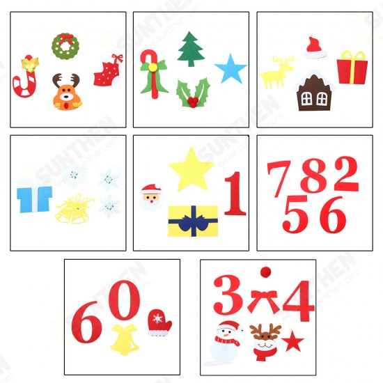 DIY Felt Christmas Tree for Kids Wall Christmas Decorations Christmas Countdown Advent Calendar 3.2FT 37pcs Ornaments Merry Christmas Decorations