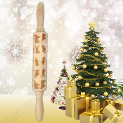 JM01690 Wooden Christmas Embossed Rolling Pin Dough Stick Baking Pastry Tool New Year Christmas Decoration JM01690 Wooden Christmas Embossed Rolling Pin Dough Stick Baking Pastry Tool New Year Christmas Decoration
