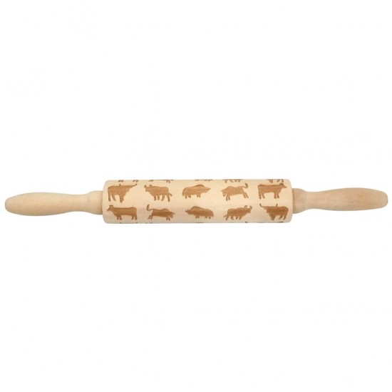 JM01690 Wooden Christmas Embossed Rolling Pin Dough Stick Baking Pastry Tool New Year Christmas Decoration