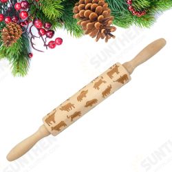 JM01690 Wooden Christmas Embossed Rolling Pin Dough Stick Baking Pastry Tool New Year Christmas Decoration JM01690 Wooden Christmas Embossed Rolling Pin Dough Stick Baking Pastry Tool New Year Christmas Decoration