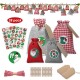 28PCS Christmas Hanging Advent Calendars Countdown Drawstring Gift Bags Candy Biscuit Pouches Present Gift Wrap