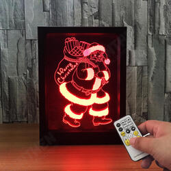 LED 3D Christmas Colorful Photo Frame Night Lights 7 Colors Change Remote Control Desk Santa Lamp LED 3D Christmas Colorful Photo Frame Night Lights 7 Colors Change Remote Control Desk Santa Lamp