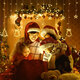 LED Christmas Curtain Lights Santa Claus Snowman Elk Bells Window Displays 8-Function LED Set Curtain Lights