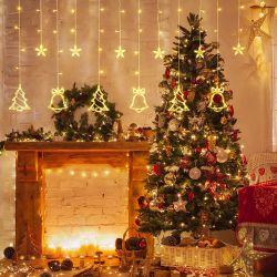 LED Christmas Curtain Lights Santa Claus Snowman Elk Bells Window Displays 8-Function LED Set Curtain Lights LED Christmas Curtain Lights Santa Claus Snowman Elk Bells Window Displays 8-Function LED Set Curtain Lights