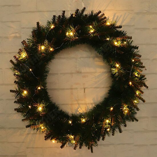 LED Light Christmas Wreath Tree Door Wall Hanging Party Garland Decorations