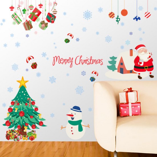 ABQ9706 Christmas Sticker Cartoon Wall Stickers PVC Removable For Room Decoration Christmas Party