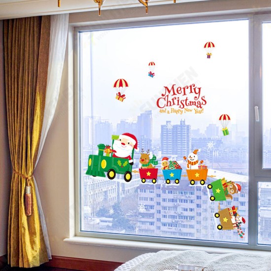 SK6037 Christmas Decoration For Cartoon Wall Sticker PVC Removable Christmas Party