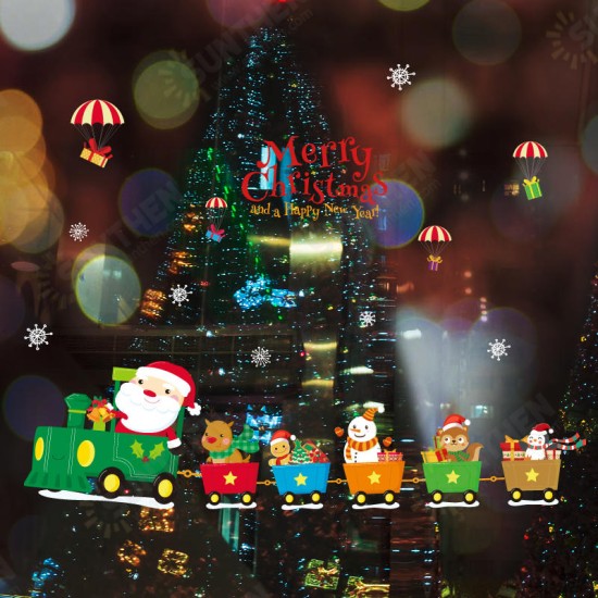 SK6037 Christmas Decoration For Cartoon Wall Sticker PVC Removable Christmas Party