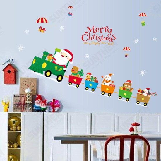 SK6037 Christmas Decoration For Cartoon Wall Sticker PVC Removable Christmas Party