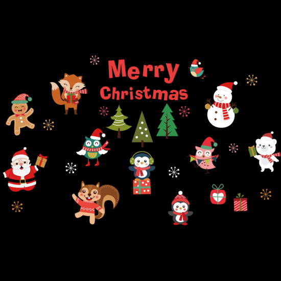 SK6038 Christmas Sticker Novetly Cartoon Wall Stickers For Kids Room Decoration Christmas Party