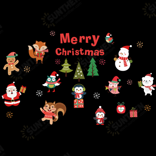 SK6038 Christmas Sticker Novetly Cartoon Wall Stickers For Kids Room Decoration Christmas Party