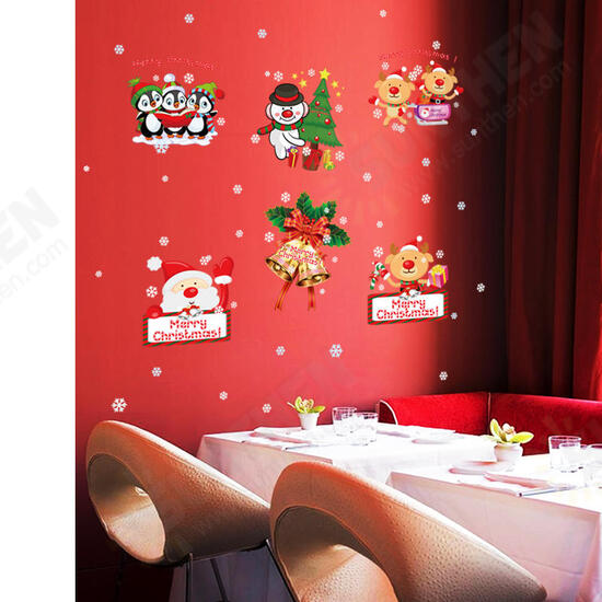 SK9108 Christmas Sticker Window Cartoon Penguin Pattern Wall Stickers Removable For Room Decoration