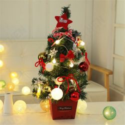 Mini Christmas Tree Desktop With Lights 50CM Golden And Red Christmas Tree Set Mini Christmas Tree Desktop With Lights 50CM Golden And Red Christmas Tree Set