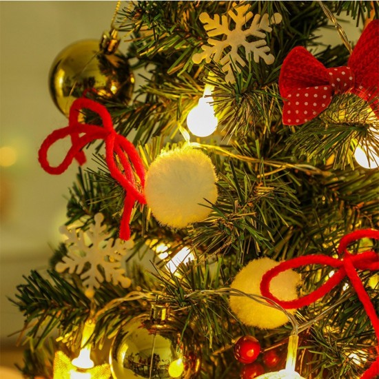 Mini Christmas Tree Desktop With Lights 50CM Golden And Red Christmas Tree Set