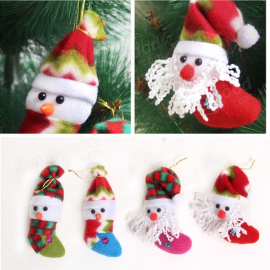 Santa Claus Snowman Sock Style Christmas Tree Ornaments