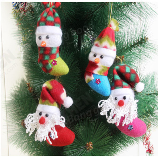 Santa Claus Snowman Sock Style Christmas Tree Ornaments