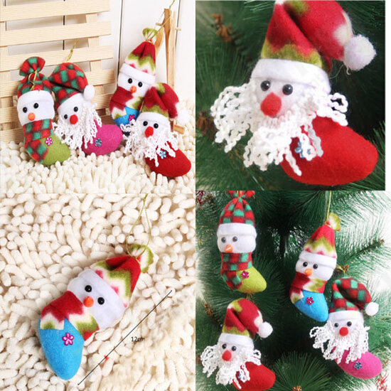 Santa Claus Snowman Sock Style Christmas Tree Ornaments