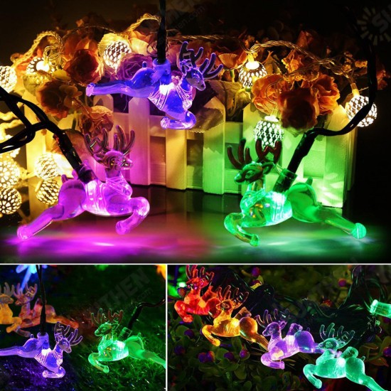 Solar 20/30/50 LED Deer Fairy String Light Christmas Party Garden Outdoor Decor Lamp