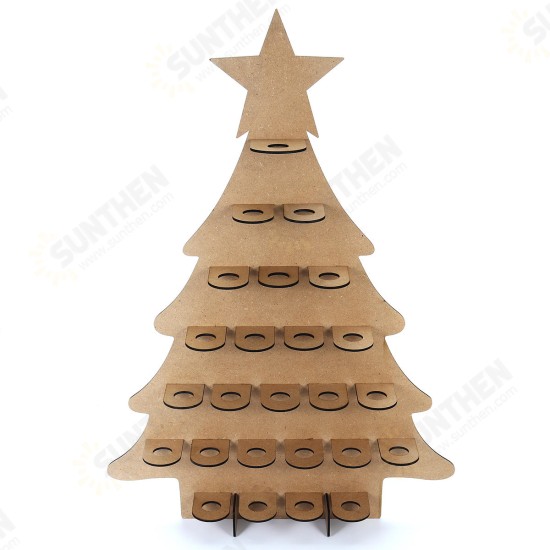 Wooden Family Advent Calendar Christmas Tree 25 Chocolates Stand Rack DIY Decorations