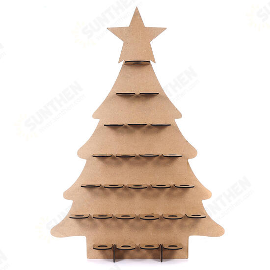 Wooden Family Advent Calendar Christmas Tree 25 Chocolates Stand Rack DIY Decorations