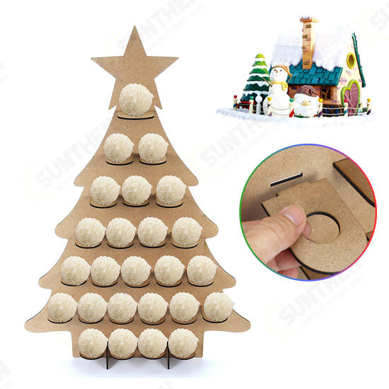 Wooden Family Advent Calendar Christmas Tree 25 Chocolates Stand Rack DIY Decorations