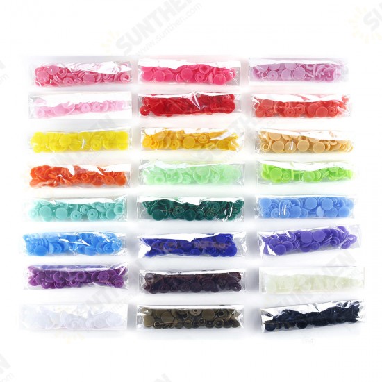 240Sets 24 Color DIY Clothes Plastic Fasteners Snap/Prong Ring Fasteners Snap/Metal Press Stud Cloth Tool Kit