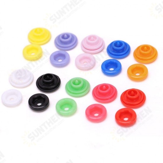 240Sets 24 Color DIY Clothes Plastic Fasteners Snap/Prong Ring Fasteners Snap/Metal Press Stud Cloth Tool Kit